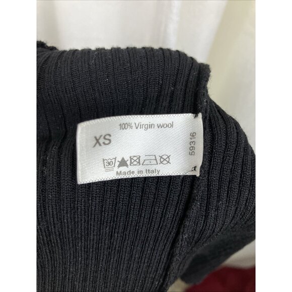 Xs WOLFORD Made In Italy Wool Black Ribbed Turtleneck Sweater Vintage - Picture 4 of 4
